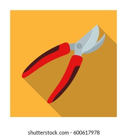 Garden shears for hacking shrubs. Scissors for branches and sticks.Farm and gardening single icon in flat style vector symbol stock illustration.