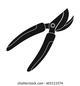 Garden shears for hacking shrubs. Scissors for branches and sticks.Farm and gardening single icon in black style vector symbol stock illustration.