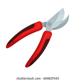 Garden shears for hacking shrubs. Scissors for branches and sticks.Farm and gardening single icon in cartoon style vector symbol stock illustration.