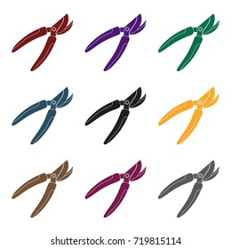 Garden shears for hacking shrubs. Scissors for branches and sticks.Farm and gardening single icon in black style vector symbol stock illustration.