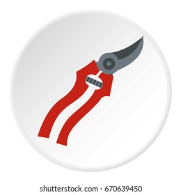 Garden shears icon in flat circle isolated vector illustration for web