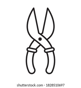 garden shears icon over white background, line style, vector illustration