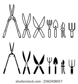 Garden shears icon vector set. Garden tool illustration sign collection. Tool symbol or logo.