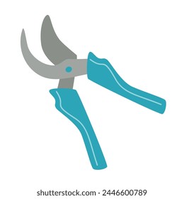 Garden shears with plastic handles for pruning trees and bushes. Plant care. Vector illustration isolated on a white background. Vector illustration