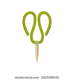 Garden shears, utility shears with green, tube ears, vector illustration 