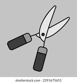 Garden shears vector grayscale icon, hedge shears sign. Graph symbol for agriculture, garden and plants web site and apps design, logo, app, UI