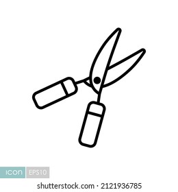 Garden shears vector icon, hedge shears sign. Graph symbol for agriculture, garden and plants web site and apps design, logo, app, UI