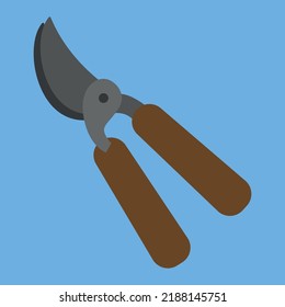 Garden shears with wooden handles, illustration