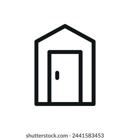 Garden shed isolated icon, shower and composting toilet unit vector symbol with editable stroke svg