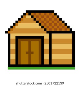 Garden shed in pixel art style