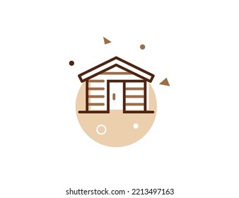 Garden Shed Stroke Line Icon, Garden Shed Vector Illustration