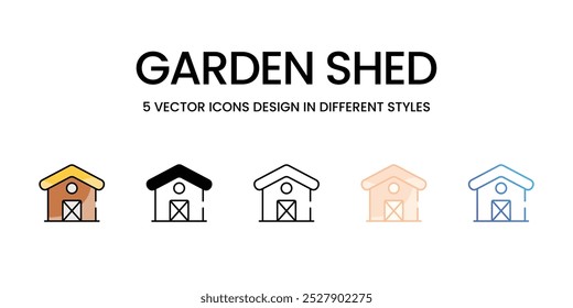 Garden Shed vector icons set stock illustration