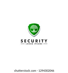Garden shield security logo. Tree icon design vector
