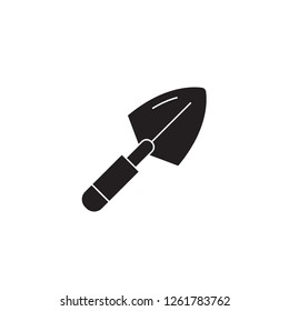 Garden shovel black vector concept icon. Garden shovel flat illustration, sign