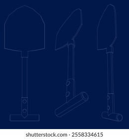 Garden shovel contour set. Vector illustration