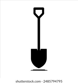 Garden shovel dirt vector silhouette on white background. Shovel icon sign illustration design.