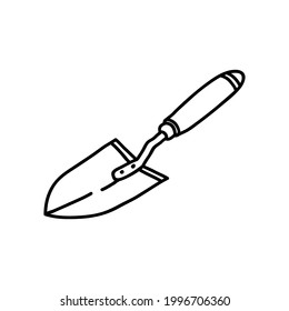 garden shovel doodle, vector illustration.