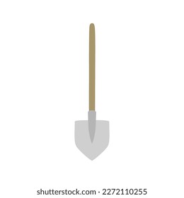 Garden shovel in flat style. Gardening tools. Spring troubles. Hand drawn vector illustration.