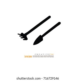 garden Shovel and fork icon. vector Illustration.