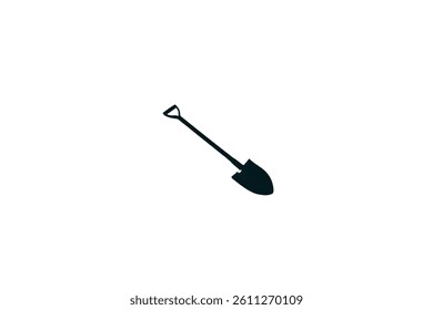Garden shovel hand drawn in doodle style. Hobby gardening. Working tool for digging earth. Vector line illustration