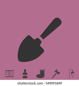 Garden shovel icon flat. Simple vector grey pictogram and bonus symbol