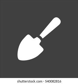 Garden shovel icon flat. Vector white illustration isolated on black background. Flat symbol
