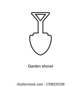 Icono de pala de jardín vectorial sobre fondo blanco. Icono negro