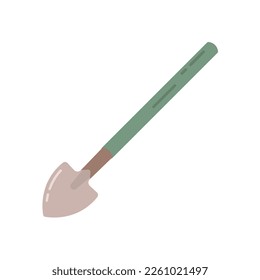 Garden shovel isolated on white background. Garden equipment, tool. Seasonal garden work. Spring vector llustration.