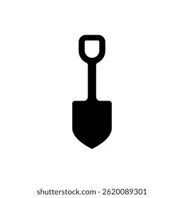Garden shovel logo design isolated on white background.