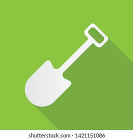 garden shovel long shadow vector illustration