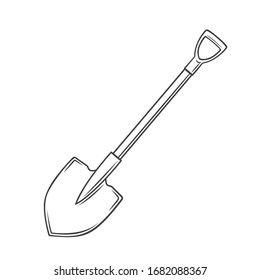 Garden shovel outline icon. Garden tools vector illustration.