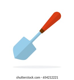 Garden shovel vector flat material design isolated on white