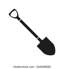 Gartenschaufel, Vektorsymbol. Einzeln schwarze Silhouette auf weißem Hintergrund.