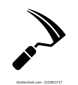 Garden sickle isolated vector glyph icon. Graph symbol for agriculture, garden and plants web site and apps design, logo, app, UI