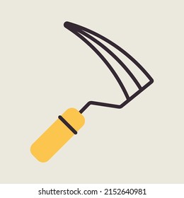Icono vectorial aislado de hoz de jardín. Símbolo gráfico para agricultura, jardín y plantas sitio web y diseño de aplicaciones, logotipo, aplicación, interfaz de usuario