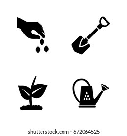 Garden. Simple Related Vector Icons Set for Video, Mobile Apps, Web Sites, Print Projects and Your Design. Black Flat Illustration on White Background.