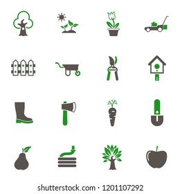 Garden simple vector icons in two colors