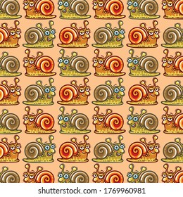 The garden snail. Funny and funny. Pattern.