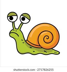 Gartenschnecke mit spiralförmiger Schale, die langsam einzelne Vektorgrafik auf weißem Hintergrund kriecht
