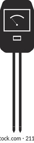 Garden soil meter. Determination of the soil density level. Agricultural tools. Black flat symbol. Isolated image on a white background.