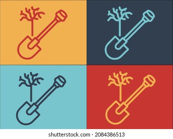 Garden Spade Logo Template, Simple Flat Icon Of Garden,shovel,equipment