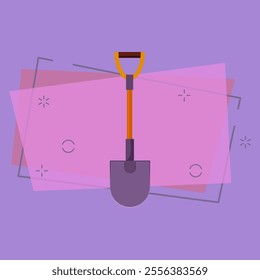 Garden spade. Shovel with wooden handle. Agriculture attributes concept. Vector illustration can be used for topics like garden tools, farming, horticulture