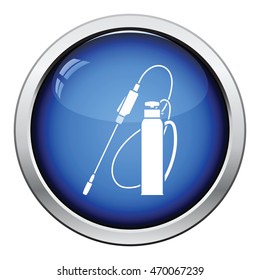 Garden sprayer icon. Glossy button design. Vector illustration.