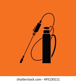 Garden sprayer icon. Orange background with black. Vector illustration.
