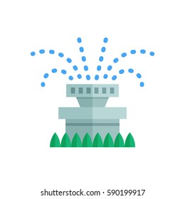 Garden Sprinkler Icon. Automatic Lawn Watering System Vector Illustration.