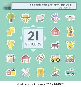 Garden Sticker line cut Set. suitable for Education symbol. simple design editable. design template vector. simple symbol illustration