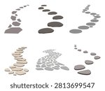 Garden Stone Stepping Paths and Texturized Rock Walkway Layouts
