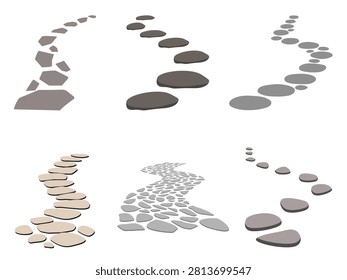 Garden Stone Stepping Paths and Texturized Rock Walkway Layouts