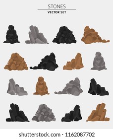 Garden stones, rock graphic elements. Flat design. Vector illustration
