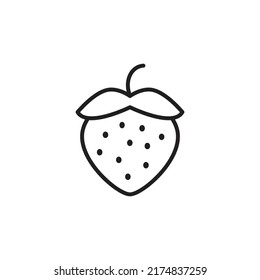 Garden strawberry fruit icon or strawberries icons vector, sign, symbol, logo, illustration, editable stroke, flat